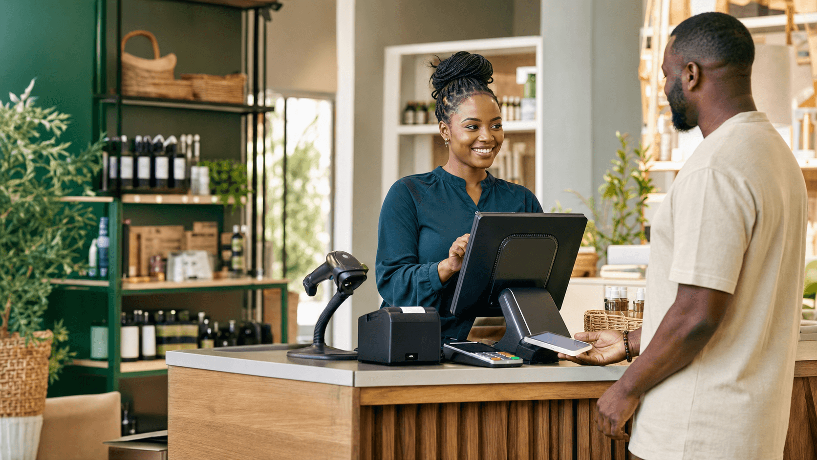 African retail team using a modern point of sale system