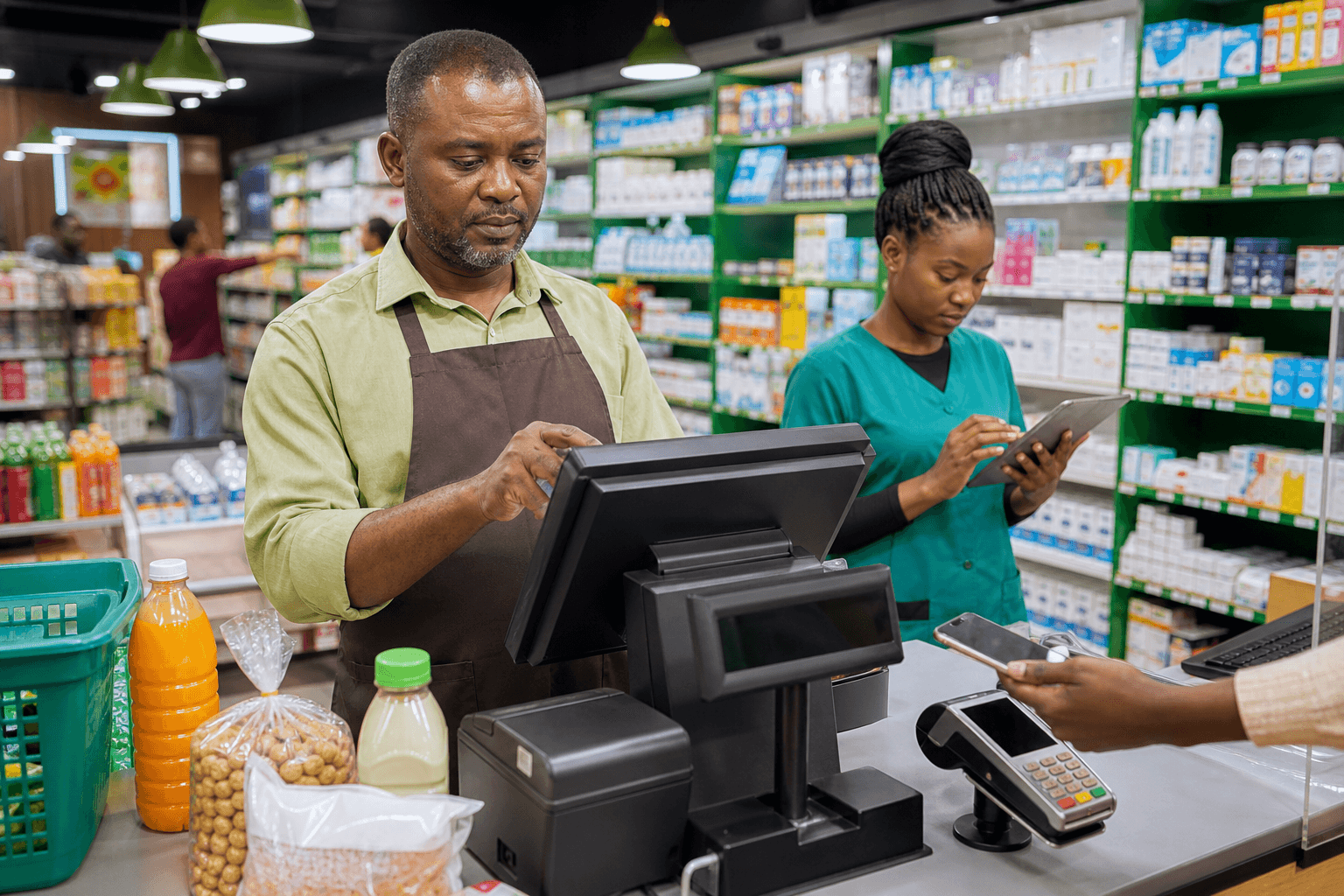 African retail business using POS hardware and inventory tools